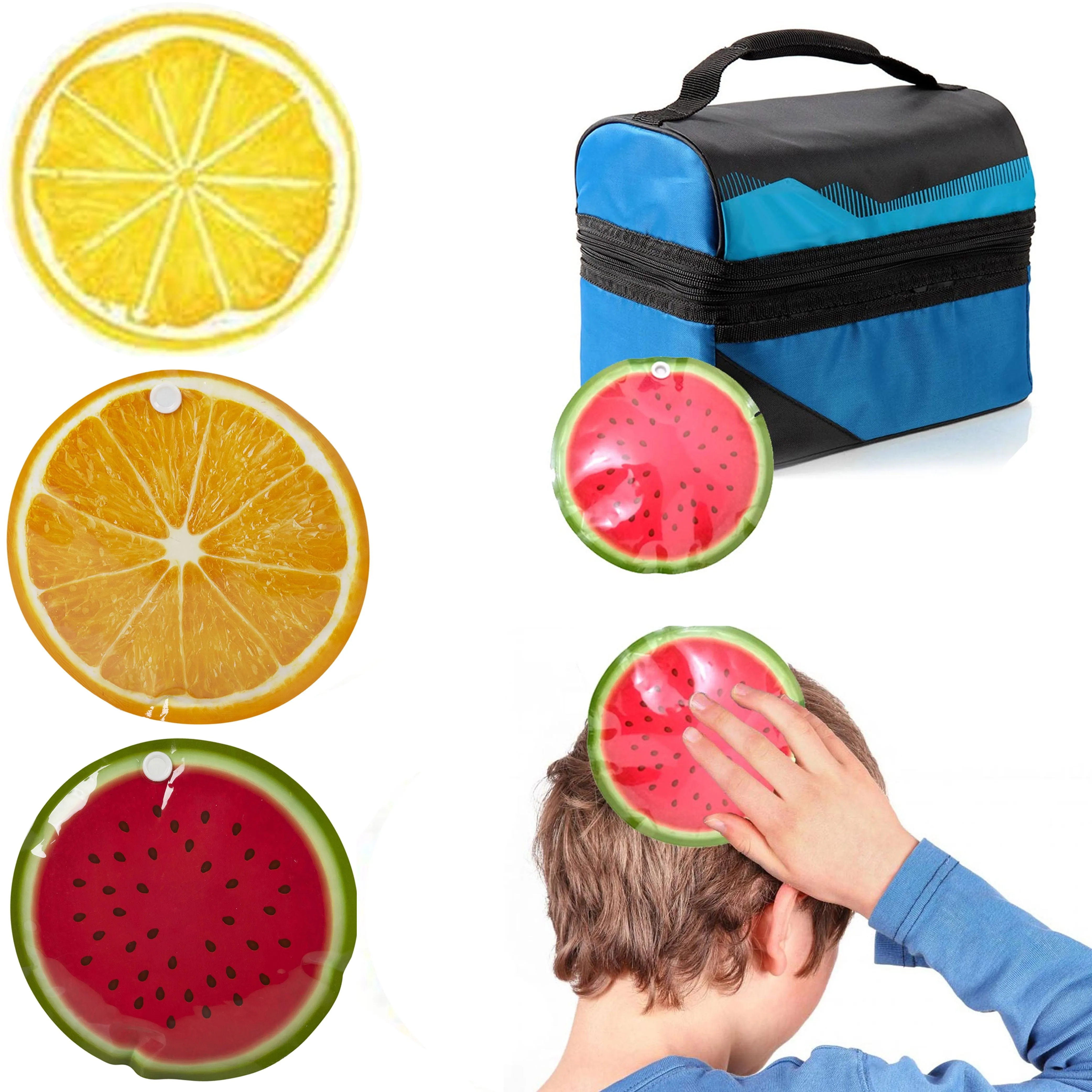1 Reusable Fruit Ice Pack Cold Gel Lunch Box Pediatric Kids Care Therapy Relief