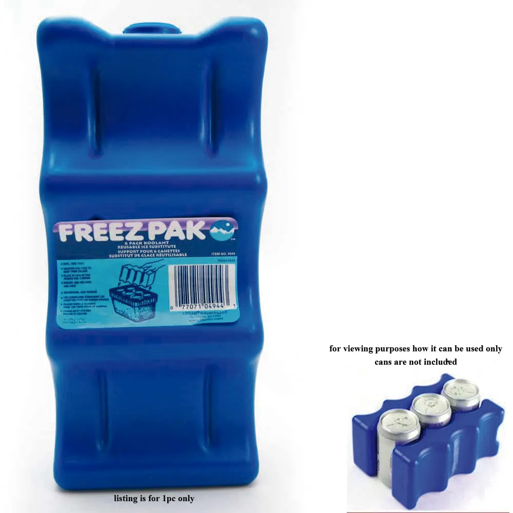 1 x 6 Can Coolant Reusable Ice Freez Pak Coolers Lunch Boxes Freezer Home Chill