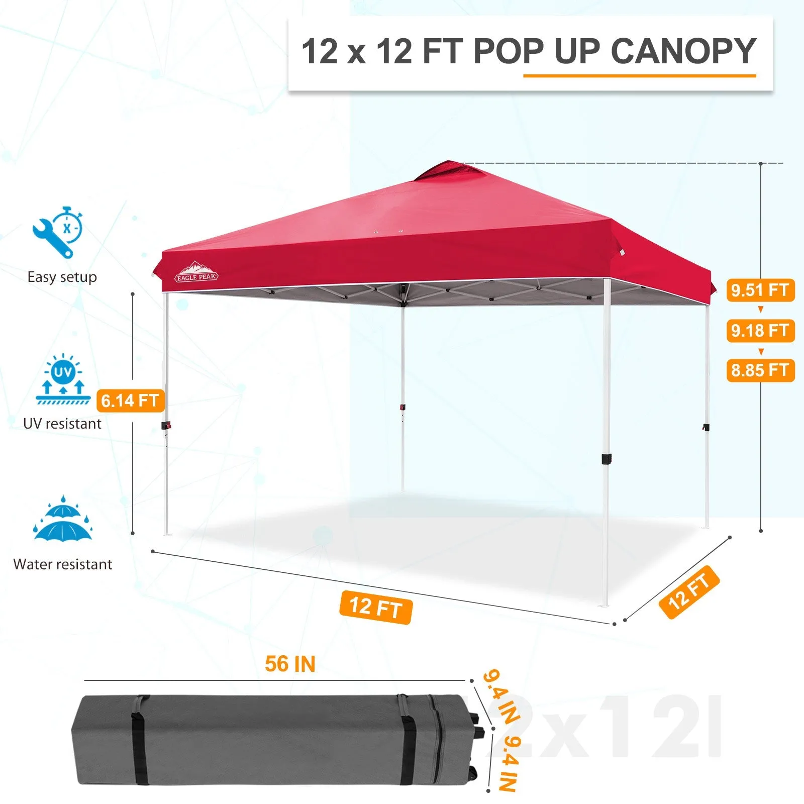 12x12 ft Pop Up Canopy Tent
