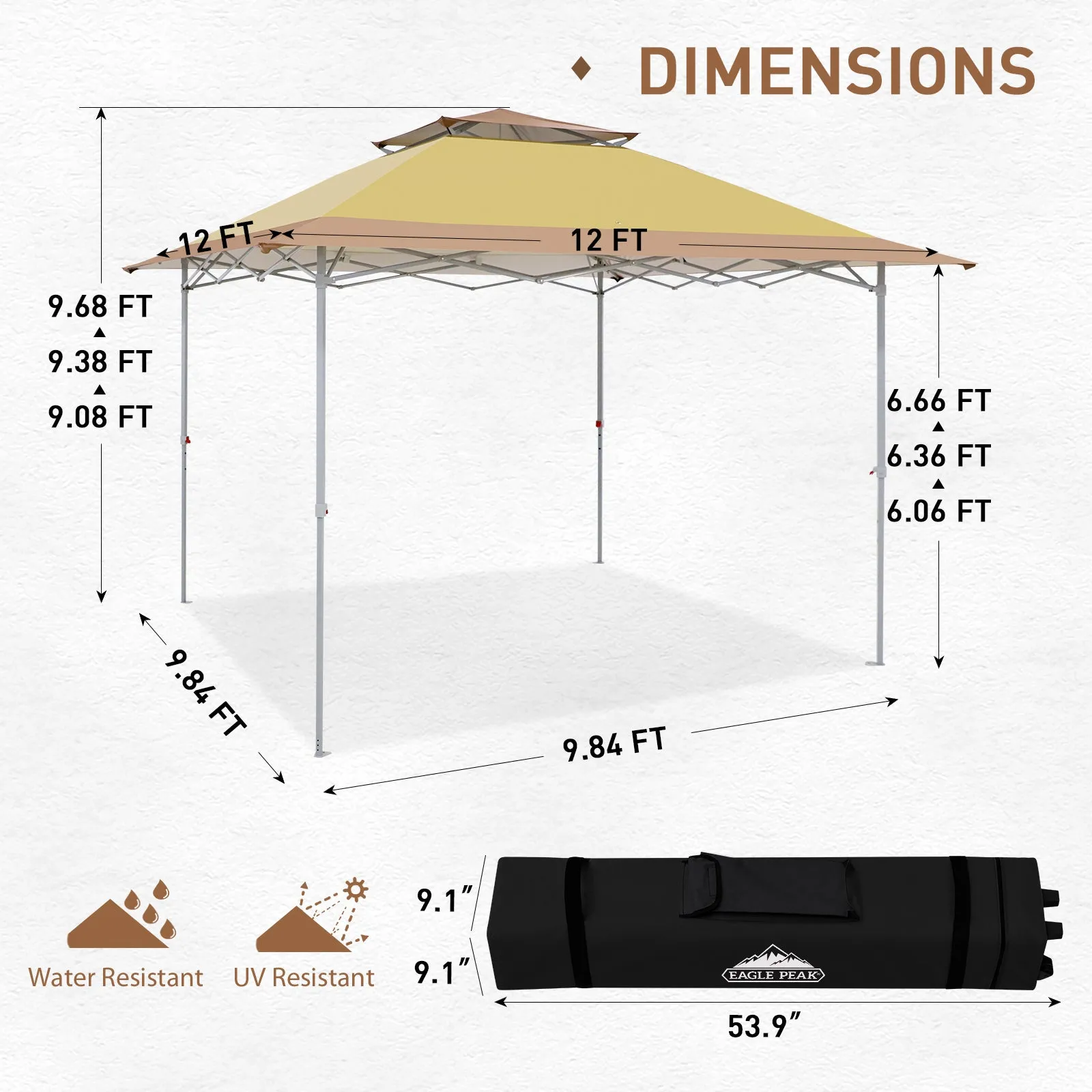12x12 Pop up Canopy Tent, Easy Set up Folding Shelter