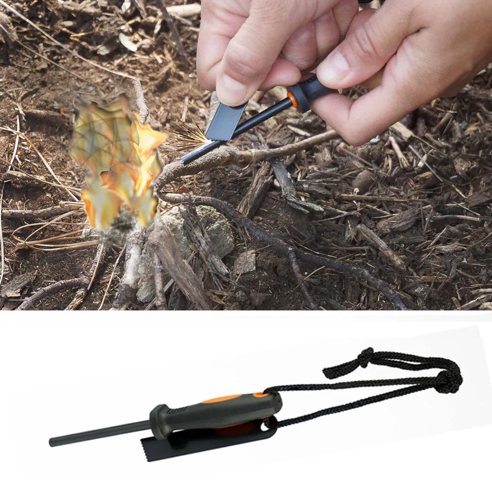 4 Survival Magnesium Flint Stone Fire Starter Outdoor Emergency Camping Lighter