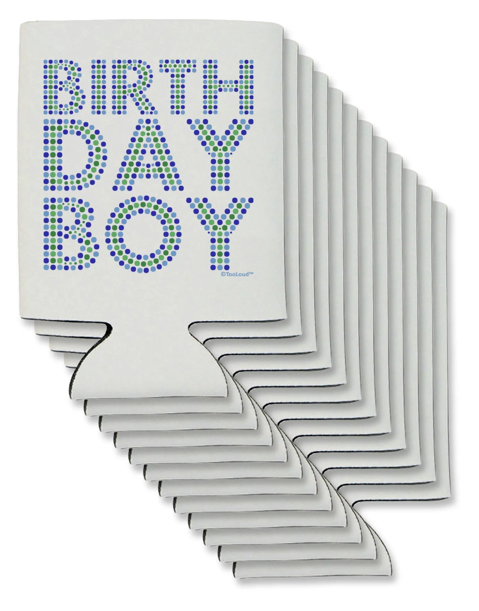 Birthday Boy - Blue and Green Dots Can / Bottle Insulator Coolers by TooLoud