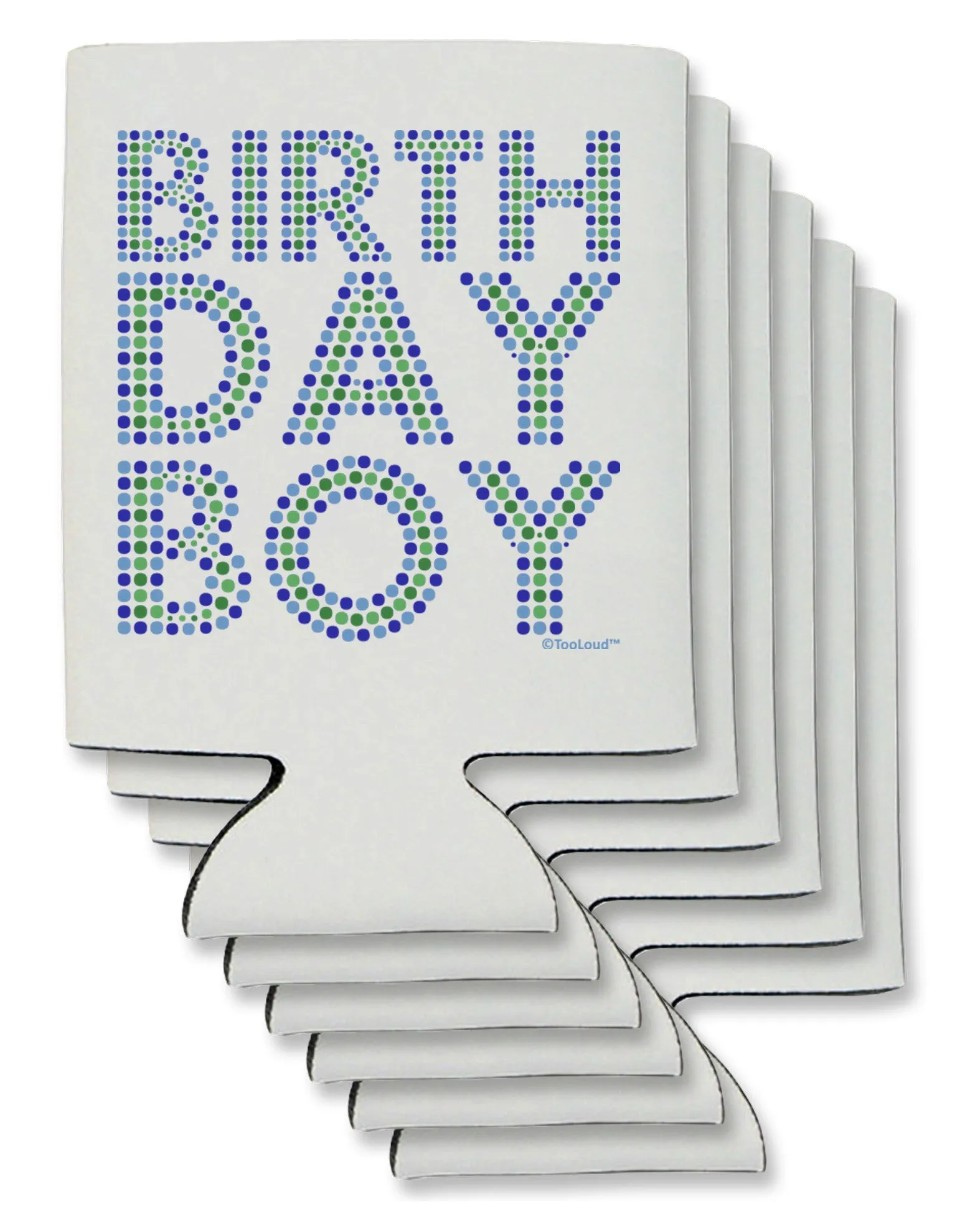 Birthday Boy - Blue and Green Dots Can / Bottle Insulator Coolers by TooLoud
