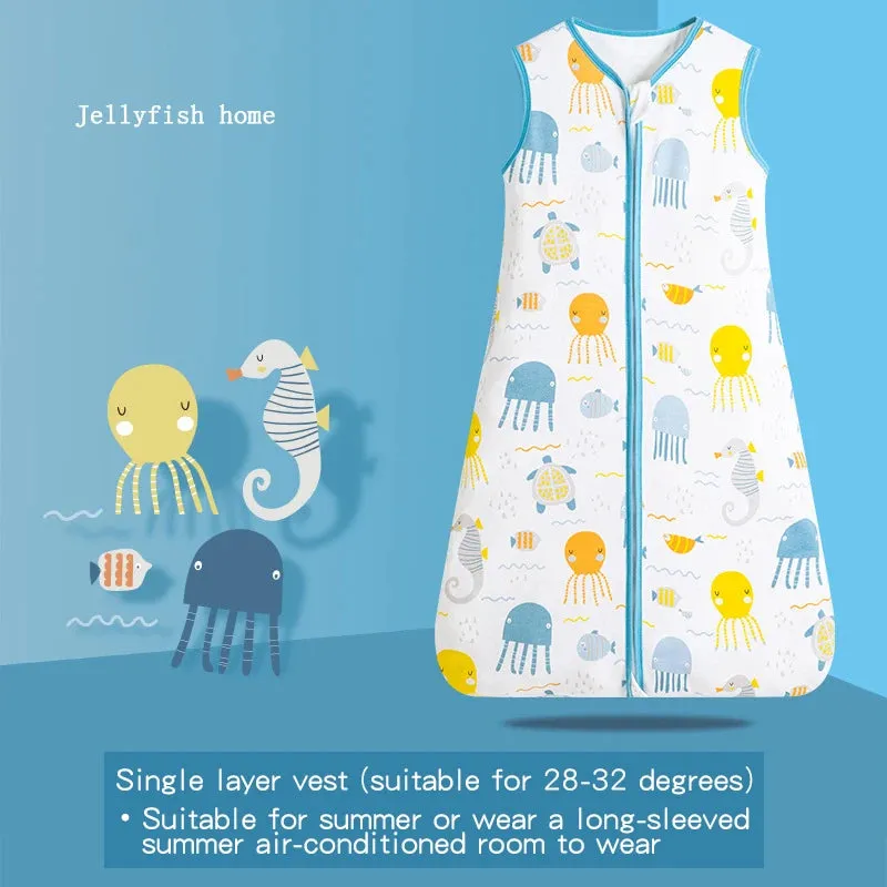 Cotton Embroidery Printed Sleeveless Quilted Baby Sleeping Bag