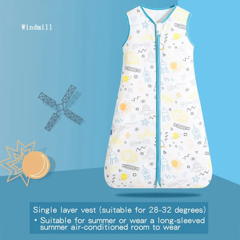 Cotton Embroidery Printed Sleeveless Quilted Baby Sleeping Bag
