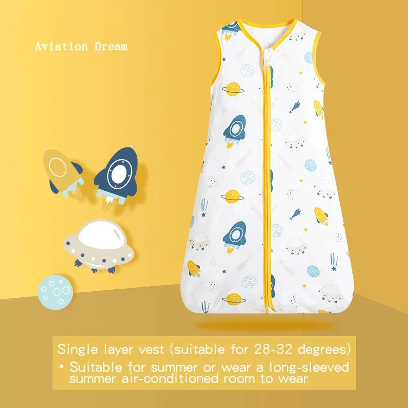 Cotton Embroidery Printed Sleeveless Quilted Baby Sleeping Bag