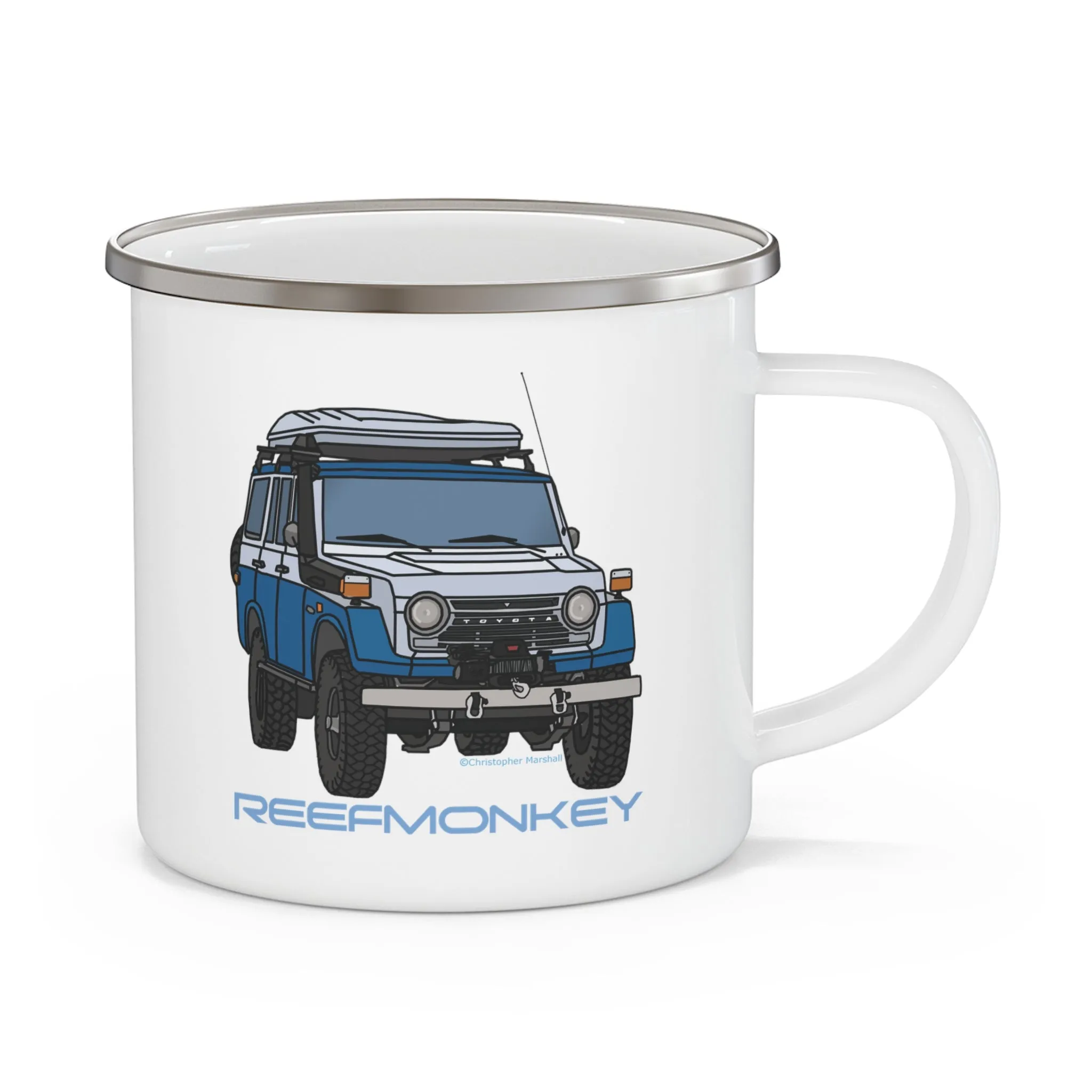 FJ55 Land Cruiser Enamel Camping Mug - Reefmonkey Artist Chris Marshall