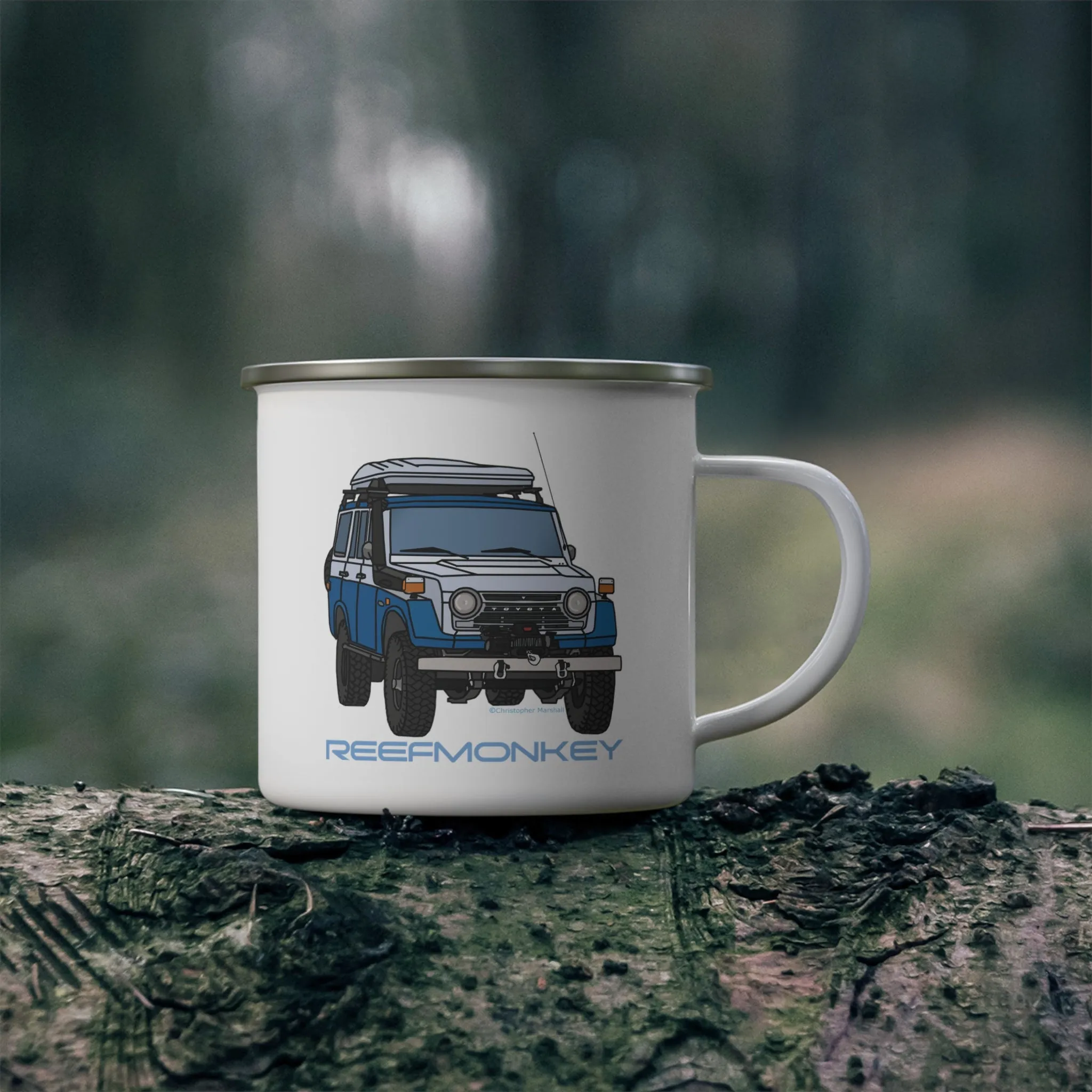 FJ55 Land Cruiser Enamel Camping Mug - Reefmonkey Artist Chris Marshall
