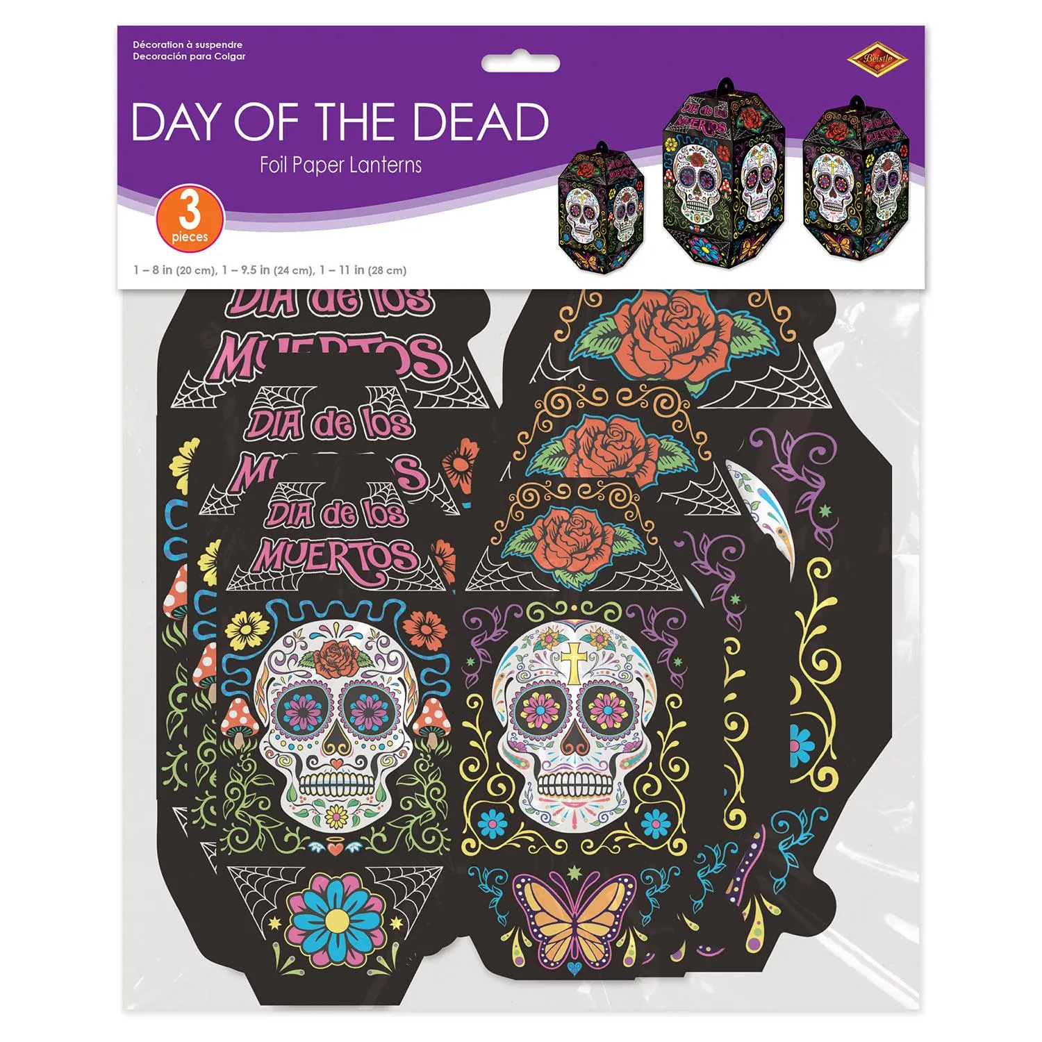 Foil Day Of The Dead Paper Lanterns (3 per Package)