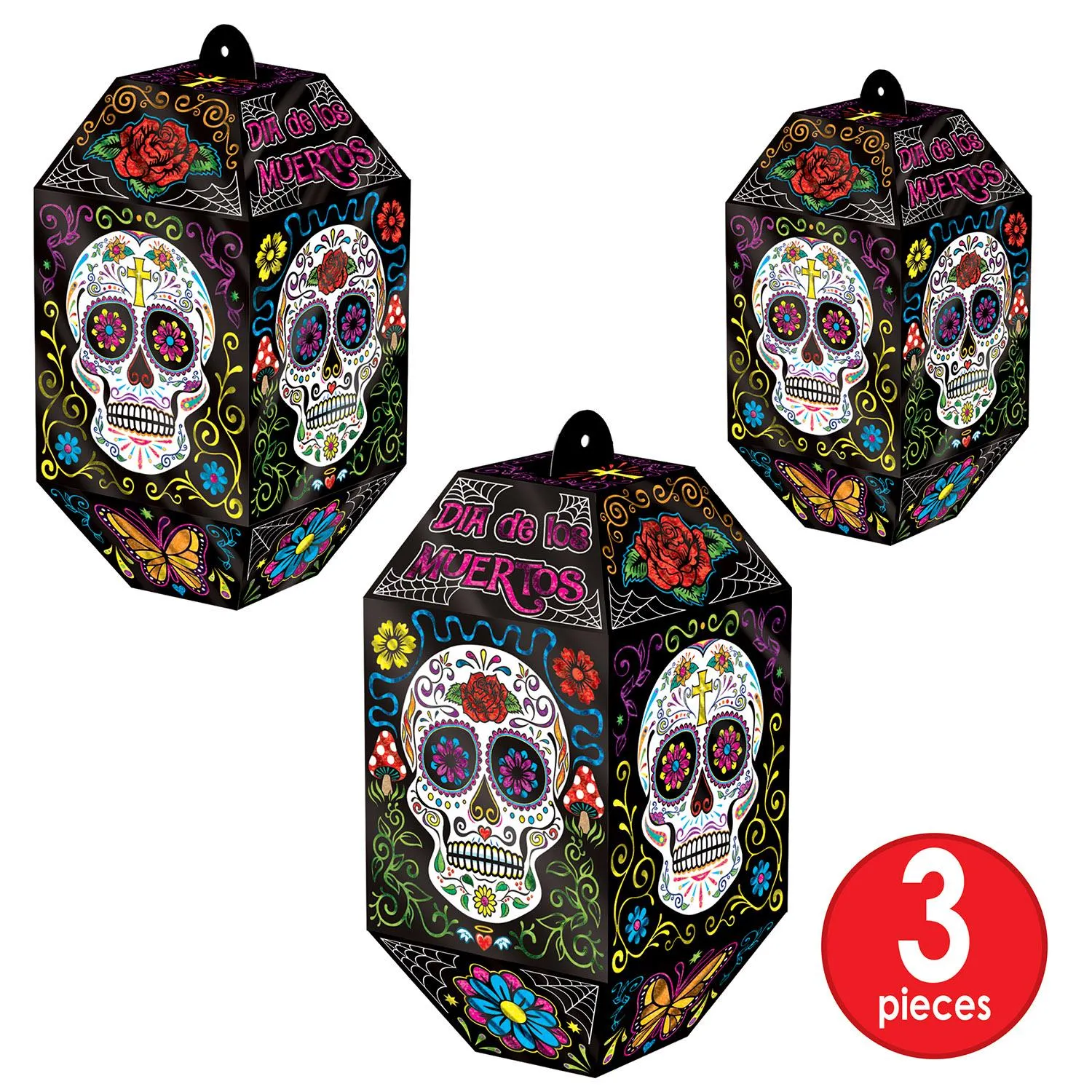 Foil Day Of The Dead Paper Lanterns (3 per Package)