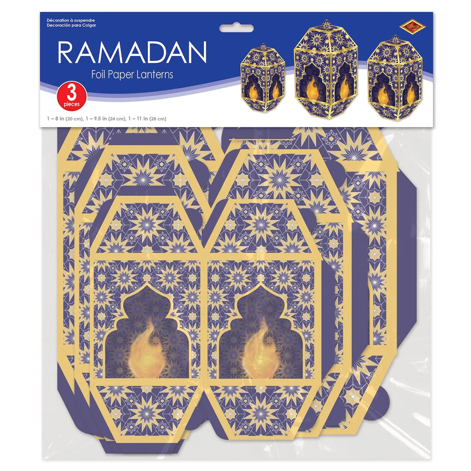 Foil Ramadan Paper Lanterns (3 per Package)