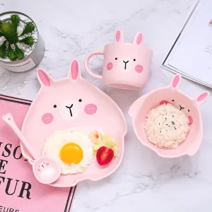 Japanese Ceramic Children's Dinner Plate Bowl Set Creative