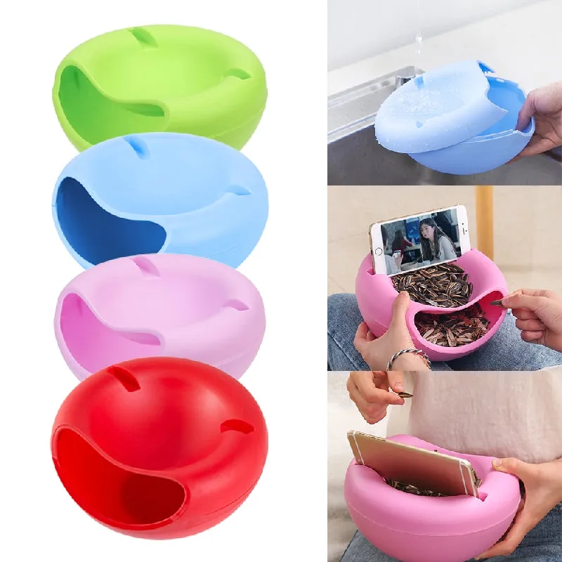 Lazy Snack Bowl Plastic Double-Layer Snack Storage Box Bowl Fruit Bowl And Mobile Phone Bracket Chase Artifact