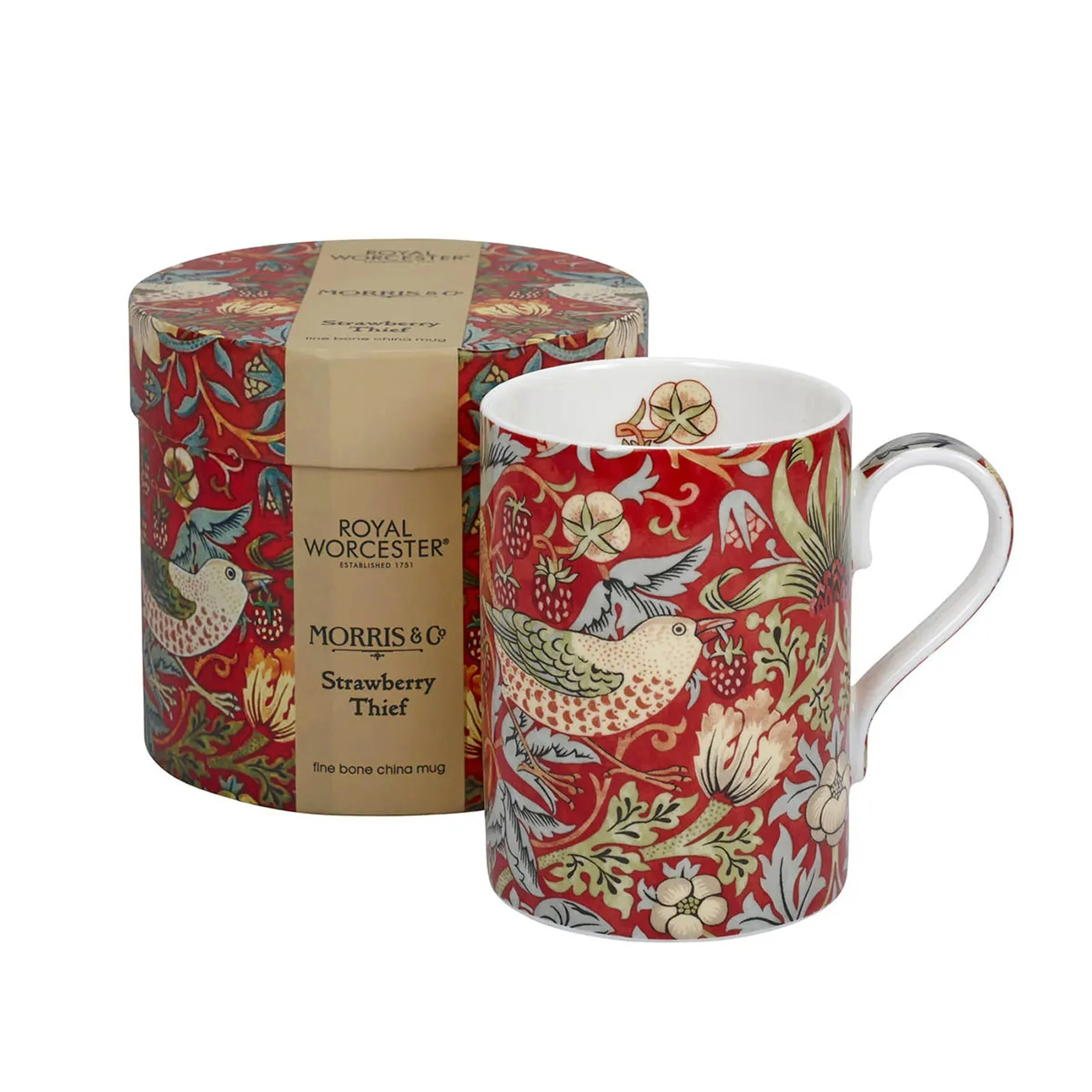 Morris & Co. 340ml Red Strawberry Thief Mug