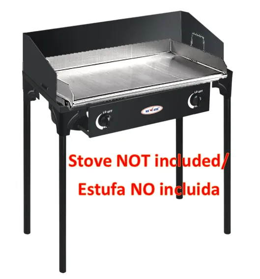 Reinforced Stainless Steel Double Griddle Flat Top Grill for outdoor burners/Parrilla de acero inoxidable reforzado para quemadores y estufas
