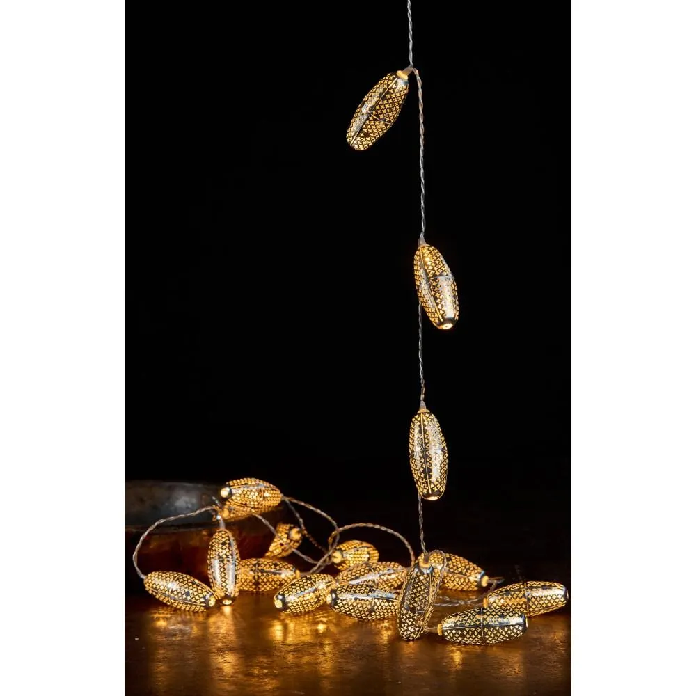 Silver Marrakesh - 16 LED Lanterns - Indoor/Outdoor Light Chain - Mains Powered